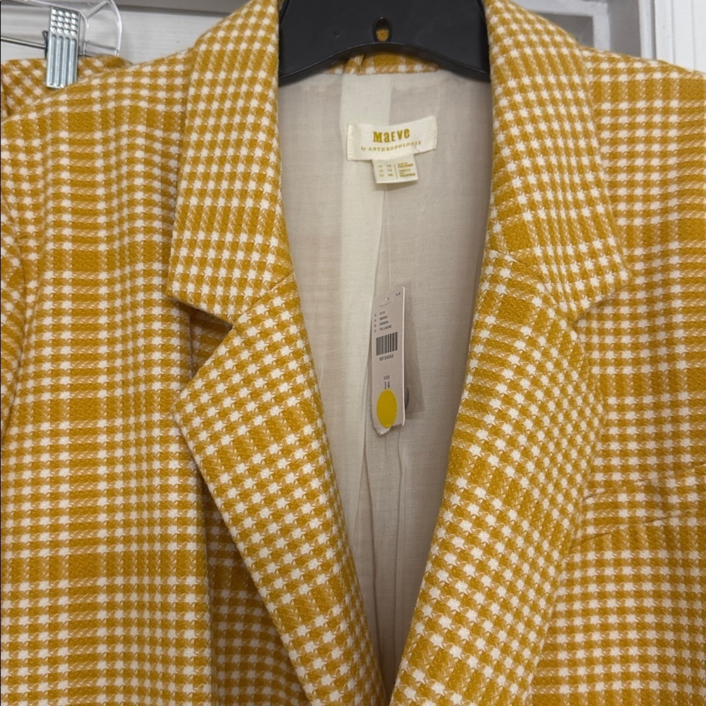 Anthropologie Retro Maeve Plaid Tartan Double-Breasted Blazer NWT, sz 14 - Picture 13 of 16